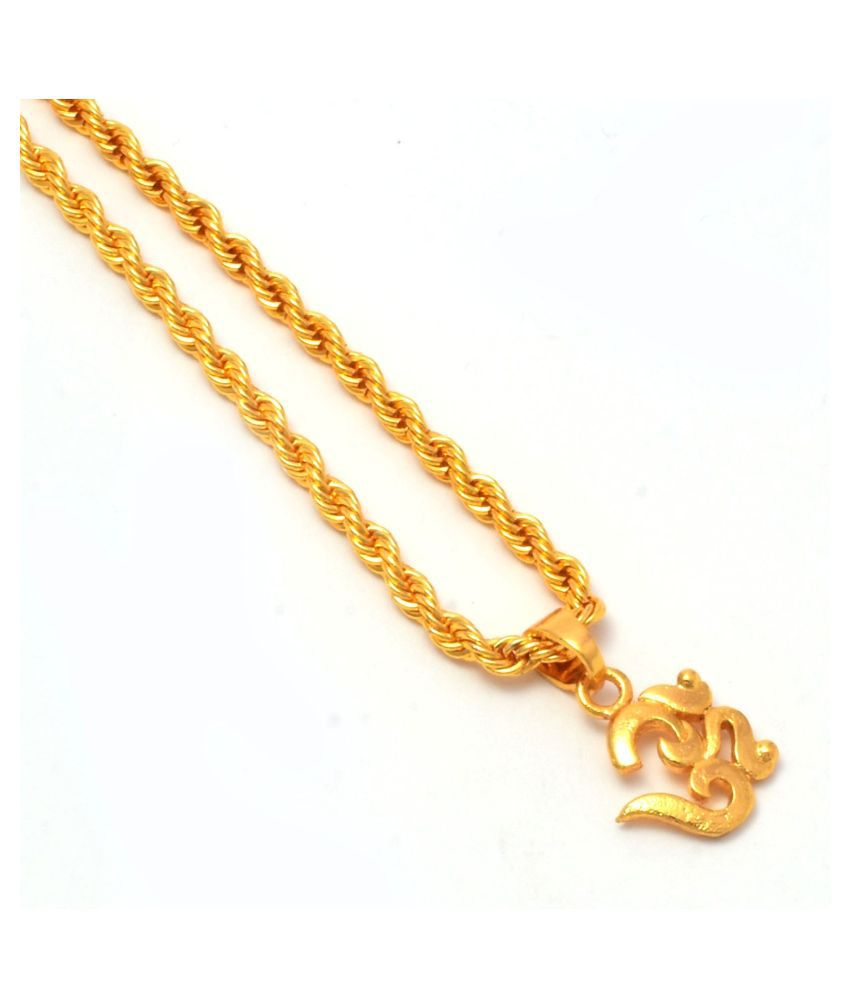     			Jewar Mandi Lord Shiva Om Gold Plated Locket/Pendant with Rope/Rassi Chain Daily use for Men, Women & Girls, Boys
