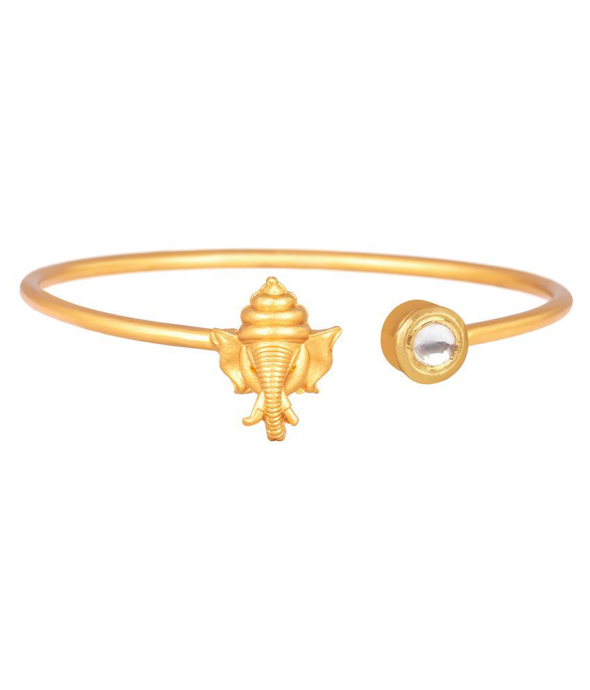     			Stylish one gram gold plated Ganesh Design Delicate Adjustable Kada with Kundan for Women and Girls