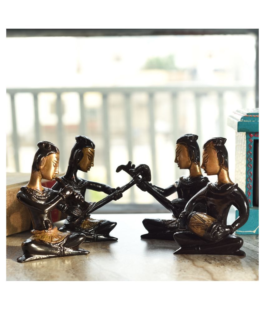     			eCraftIndia Set of 4 Brown & Gold-Toned Musical Ladies Showpieces