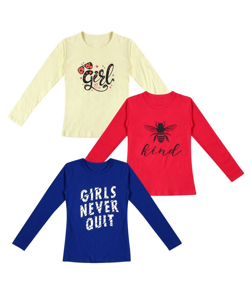     			Diaz - Multicolor Cotton Girl's T-Shirt ( Pack of 3 )