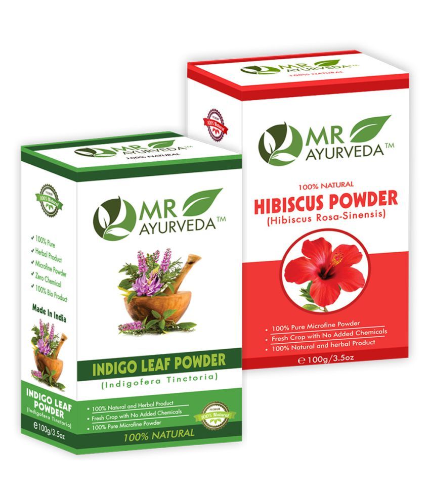     			MR Ayurveda 100% Herbal Indigo Powder  and Hibiscus Powder Hair Scalp Treatment 200 g Pack of 2