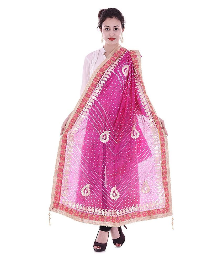     			Raj Pink Art Silk Gota Patti Dupatta - Single