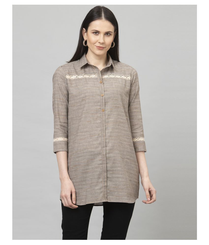     			Selvia Cotton Shirt Style - Grey Single