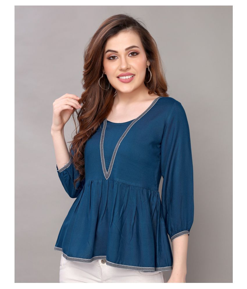     			Selvia - Blue Rayon Women's Peplum Top ( Pack of 1 )