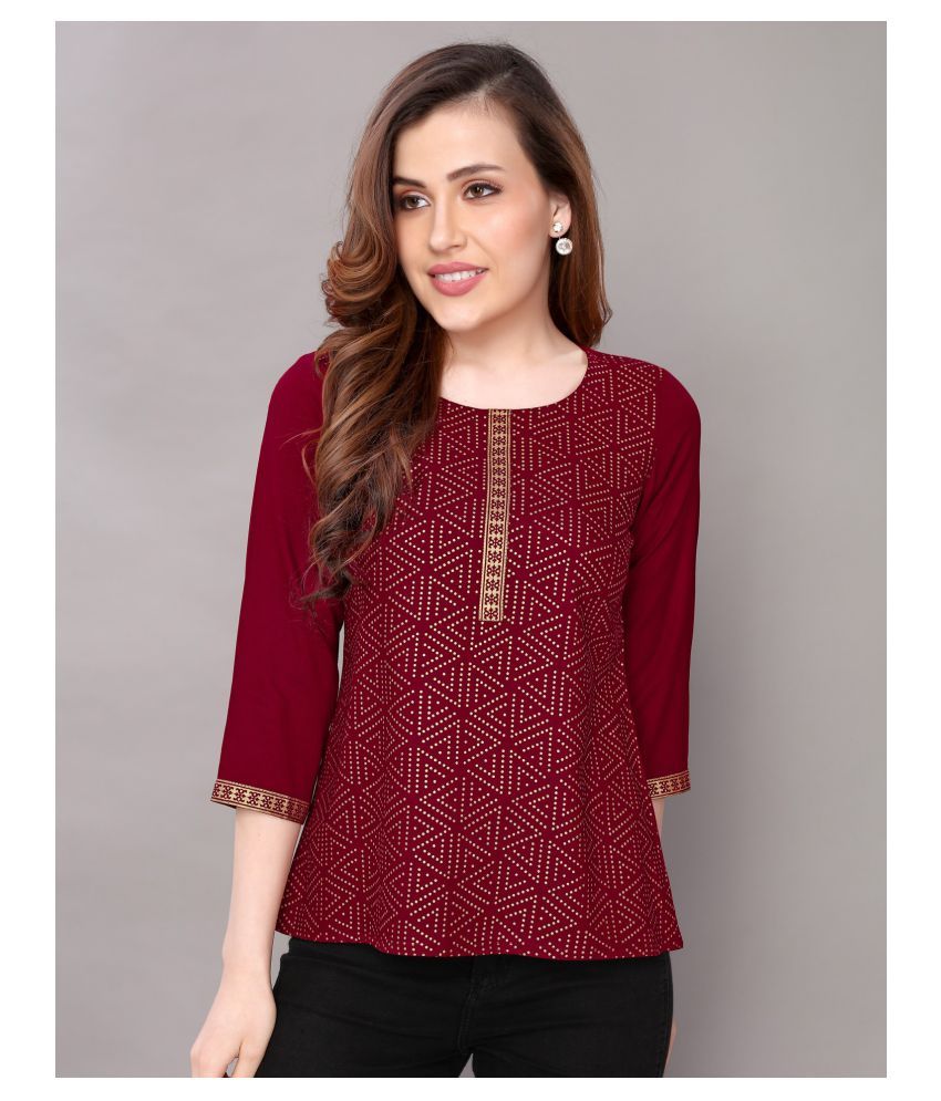     			Selvia Rayon Regular Tops - Maroon Single