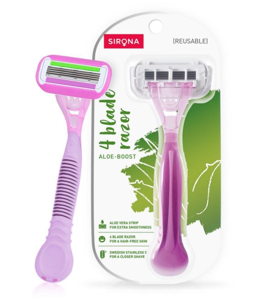 Sirona 4 Blade Reusable Hair Removal Razor for Women - 1 Pcs | with Aloe Boost for Smooth Arms, Legs, Underarms & Bikini Line