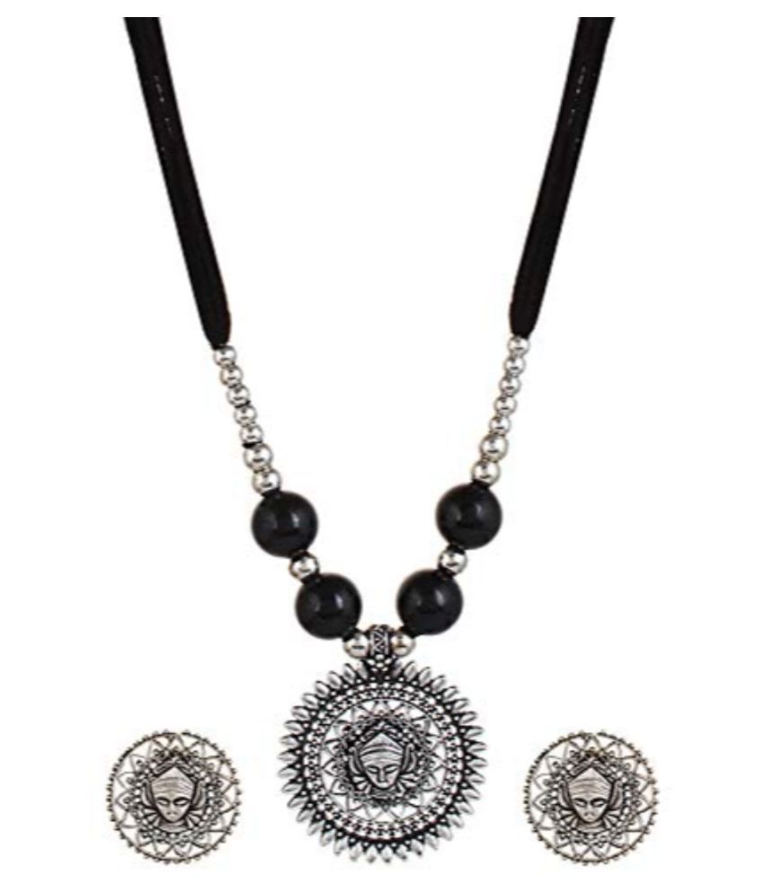     			YouBella Fashion Jewellery Antique Oxidised Tribal Cotton Thread Jewellery Necklace Earring Set for Women & Girls.(Valentine Gift Special). (Black)