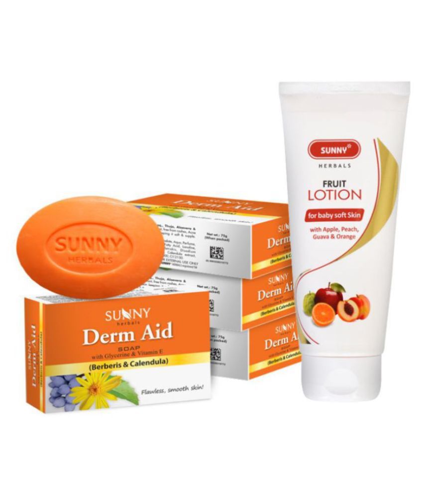     			SUNNY HERBALS Fruit Body Lotion 100ml and Derm Aid Soap (75g*4)300 g