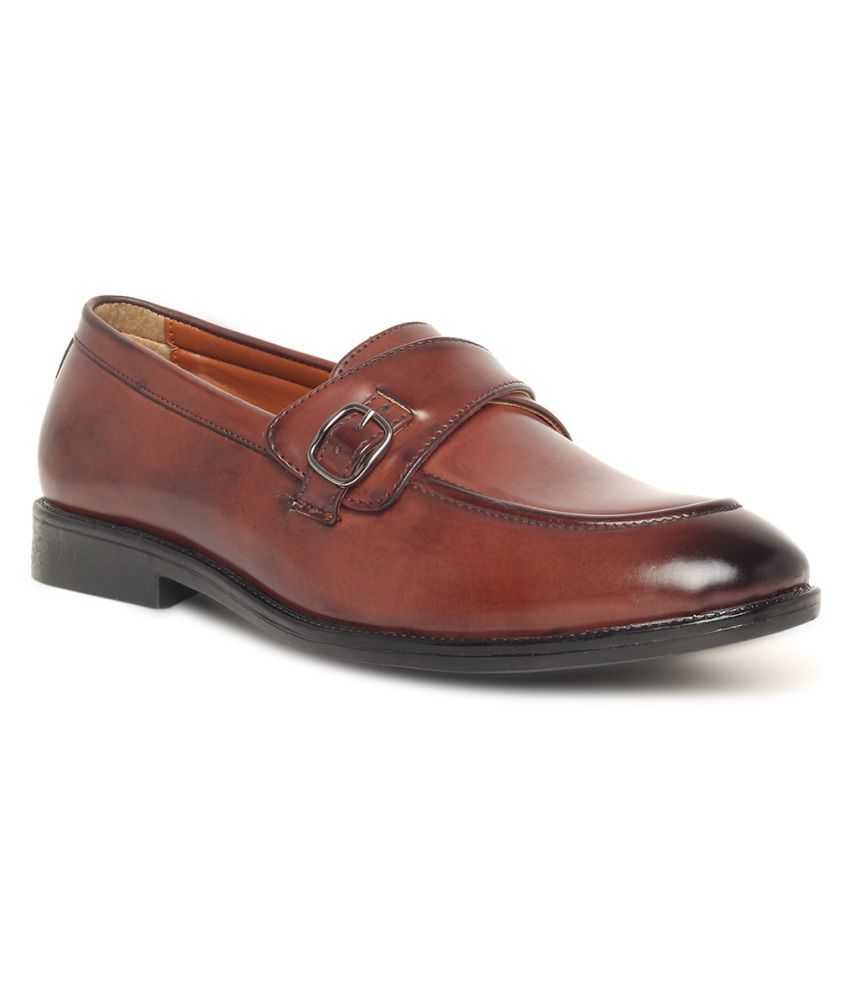     			MUTAQINOTI - Brown Men's Monk Strap Formal Shoes