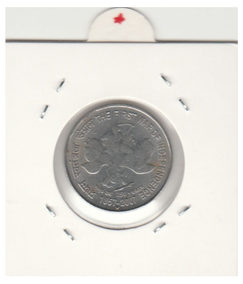     			NUMISMATTECLY  RARE AND SCARCE COLLECTIBLE FIVE RUPPE COMMOMORATIVE C01N ,STEEL METAL-150 YEARS OF THE FIRST WAR OF INDEPENDENCE, YEAR-1857-2007,  IN EXTRA FINE CONDITION , HIGHLY COLLECTIBLE