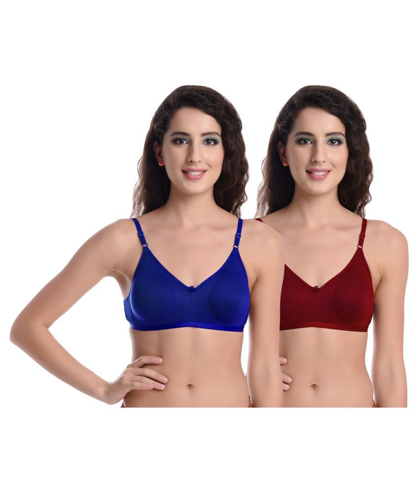     			Madam Pack of 2 Cotton Non Padded Women's T-Shirt Bra ( Multi Color )