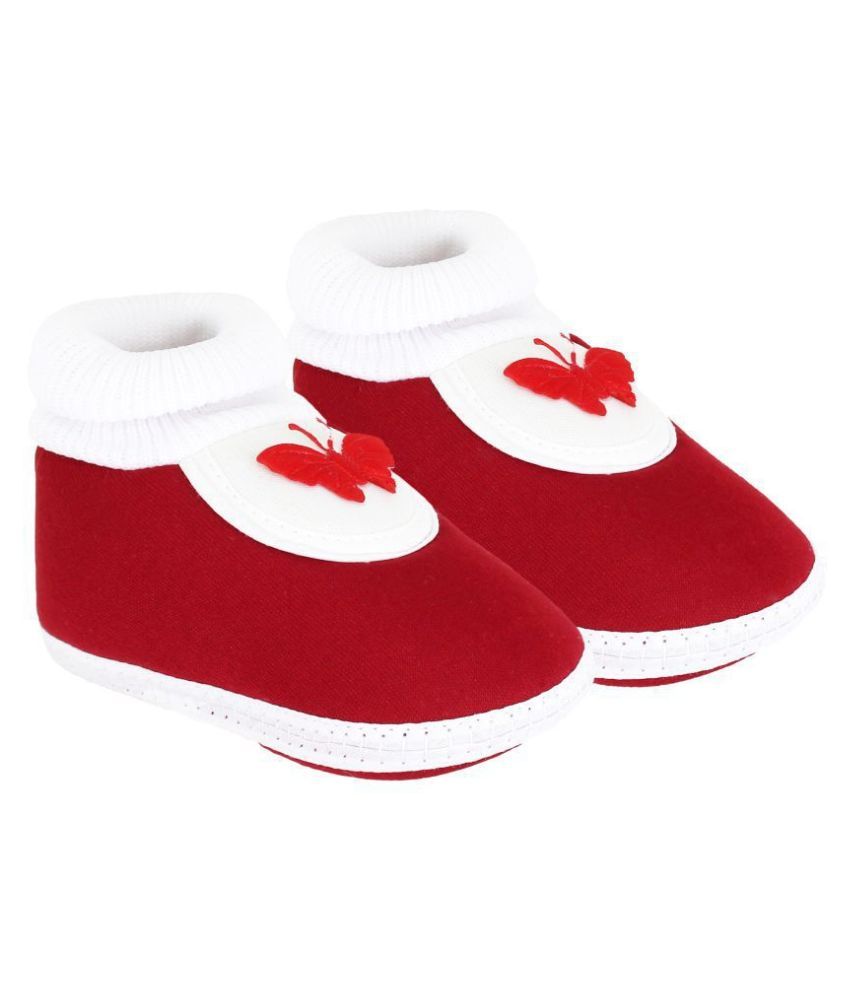     			Neska Moda Baby Boys And Baby Girls Maroon Soft Slip On Booties For 0 To 6 Months BT376