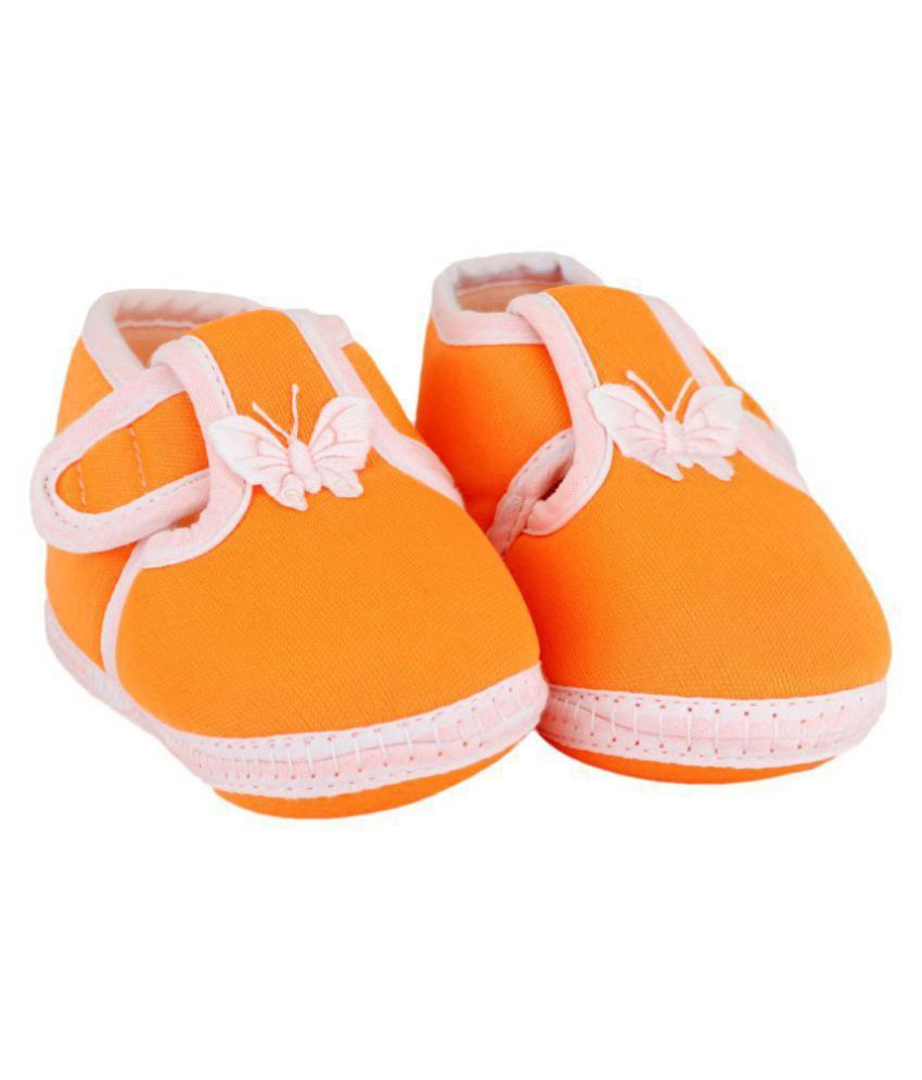     			Neska Moda Baby Unisex Butterfly Orange Booties/Shoes For 0 To 12 Months Infants-BT2