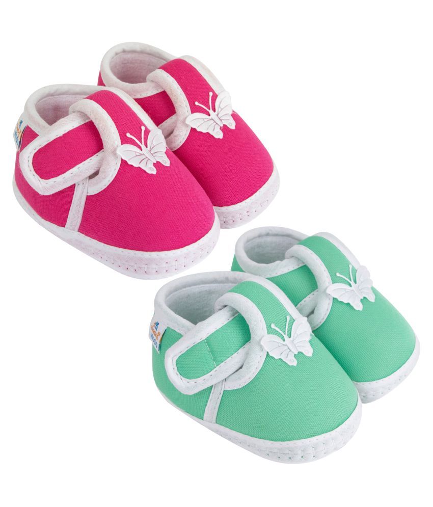     			Neska Moda Unisex Set Of 2 Pair Booties for 6 to 9 Months (Pink,Green) -BT3andBT90