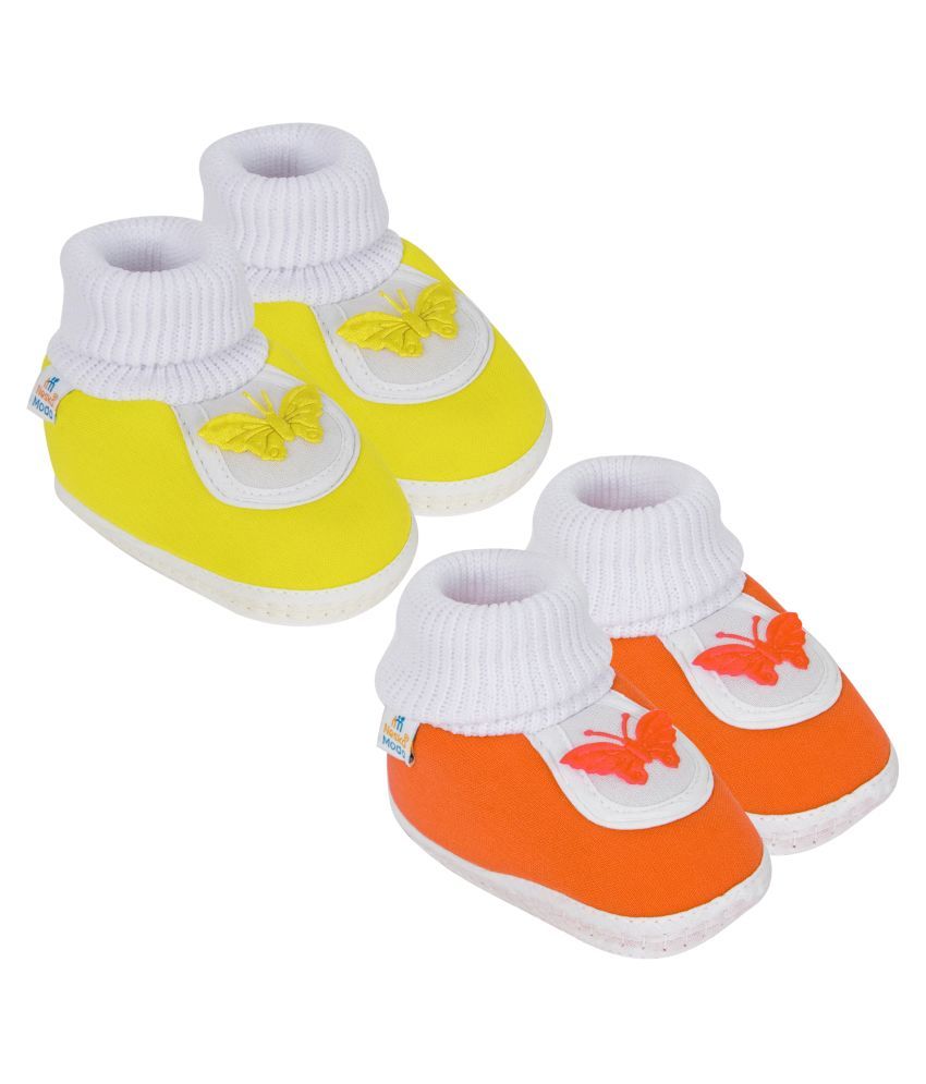     			Neska Moda Unisex Set Of 2 Pair Booties for 6 to 9 Months (Yellow,Orange) -SK127andSK143