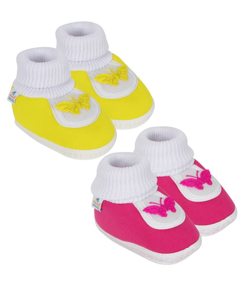     			Neska Moda Unisex Set Of 2 Pair Booties for 6 to 9 Months (Yellow,Pink) -SK127andSK129