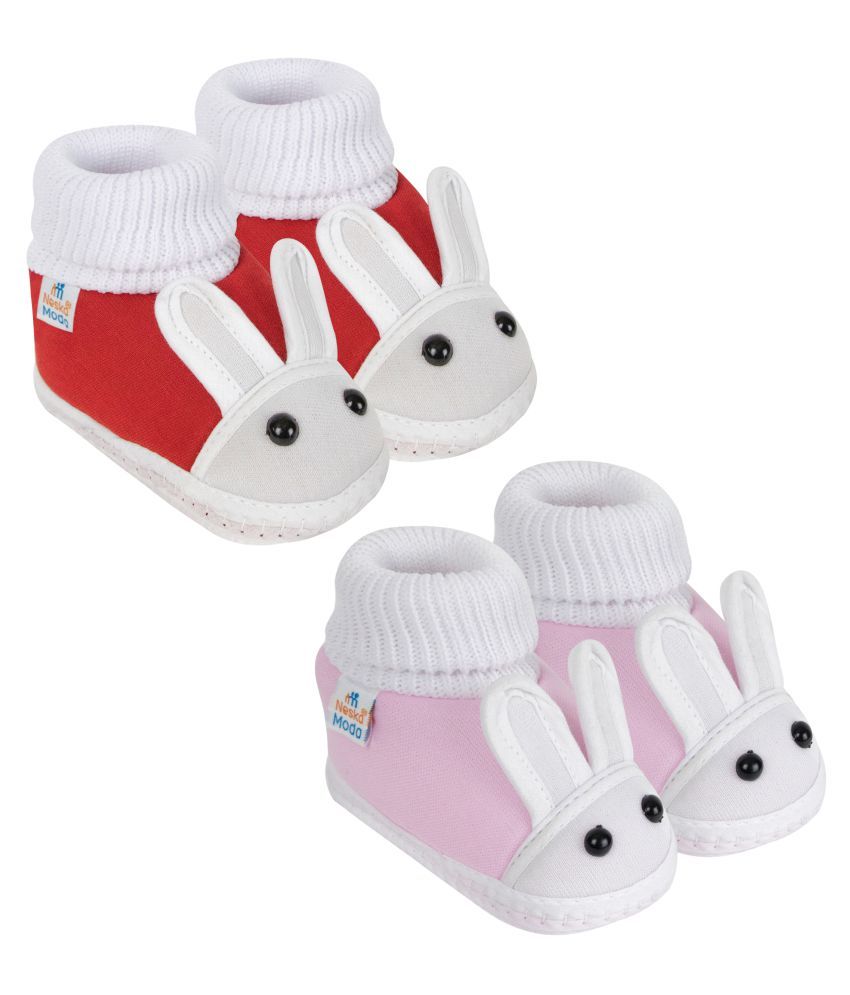     			Neska Moda Unisex Set Of 2 Pair Booties for 9 to 12 Months (Red,Pink) -SK130andSK178