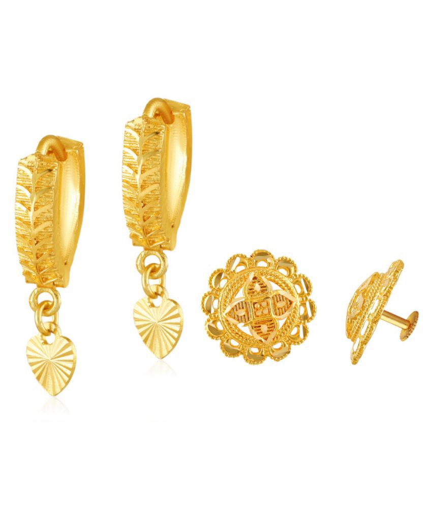     			Vighnaharta Allure Beautiful Gold Plated Clip on Bucket,basket Chand Bali and Screw Stud  earring Combo For Women and Girls - VFJ1447-1433ERG