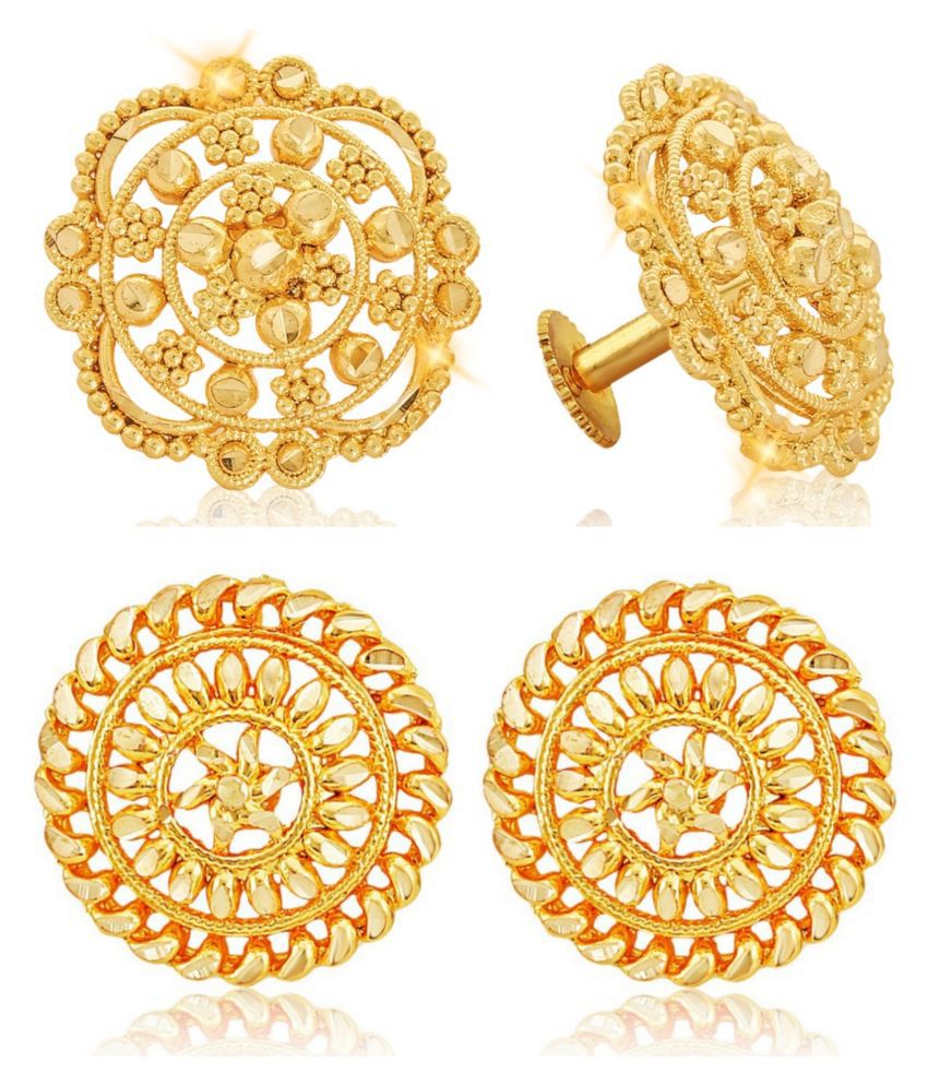     			Vighnaharta - Golden Stud Earrings ( Pack of 2 )