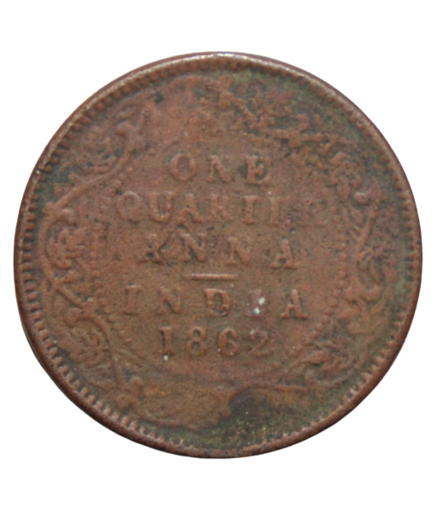     			1 QUARTER ANNA (1862) "VICTORIA QUEEN" BRITISH INDIA PACK OF 1 EXTREMELY OLD AND RARE COIN