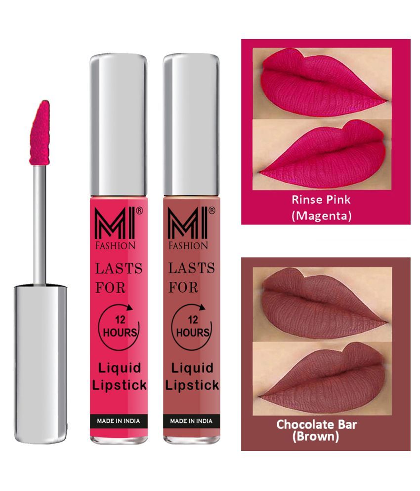     			MI FASHION Highly pigmented Lip Gloss Liquid Lipstick Brown Magenta Pack of 2 6 mL