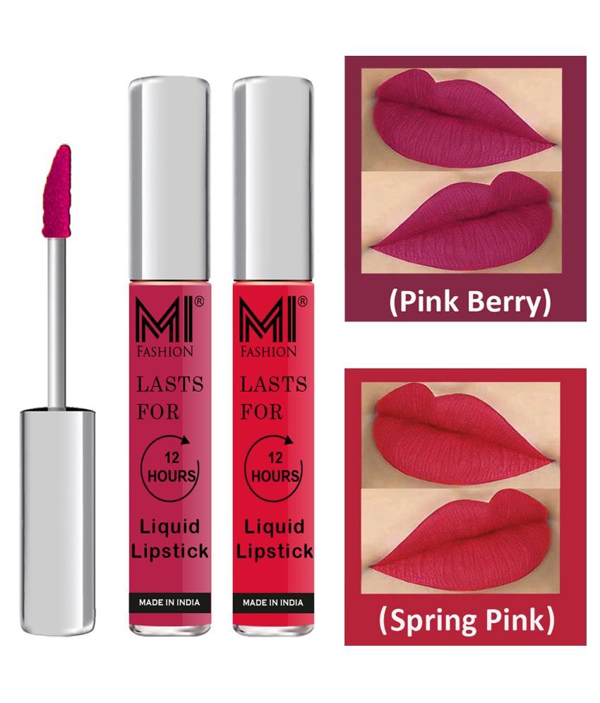     			MI FASHION Highly pigmented Lip Gloss Liquid Lipstick Spring Pink Pink Pack of 2 6 mL