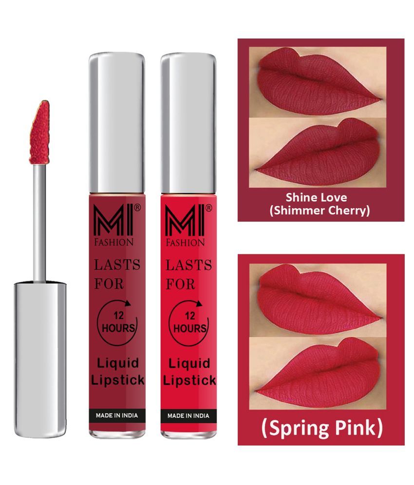     			MI FASHION Highly pigmented Lip Gloss Liquid Lipstick Spring Pink Cherry Pack of 2 6 mL