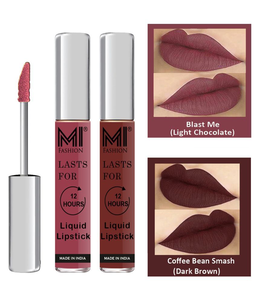     			MI FASHION Highly pigmented Lip Gloss Liquid Lipstick Dark Brown Chocolate Pack of 2 6 mL