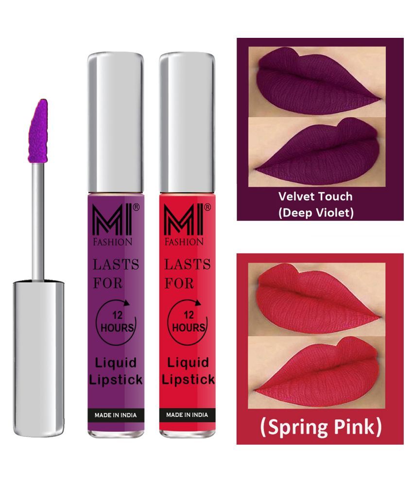     			MI FASHION Highly pigmented Lip Gloss Liquid Lipstick Spring Pink Purple Pack of 2 6 mL