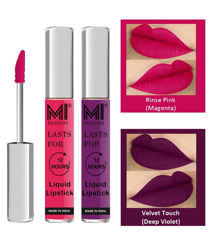     			MI FASHION Highly pigmented Lip Gloss Liquid Lipstick Deep Violet Magenta Pack of 2 6 mL