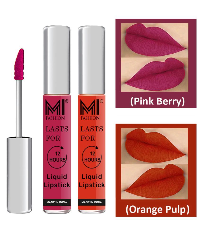     			MI FASHION Highly pigmented Lip Gloss Liquid Lipstick Orange Pink Pack of 2 6 mL