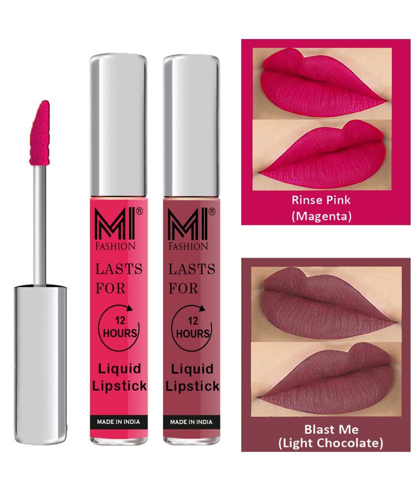     			MI FASHION Highly pigmented Lip Gloss Liquid Lipstick Light Chocolate Magenta Pack of 2 6 mL