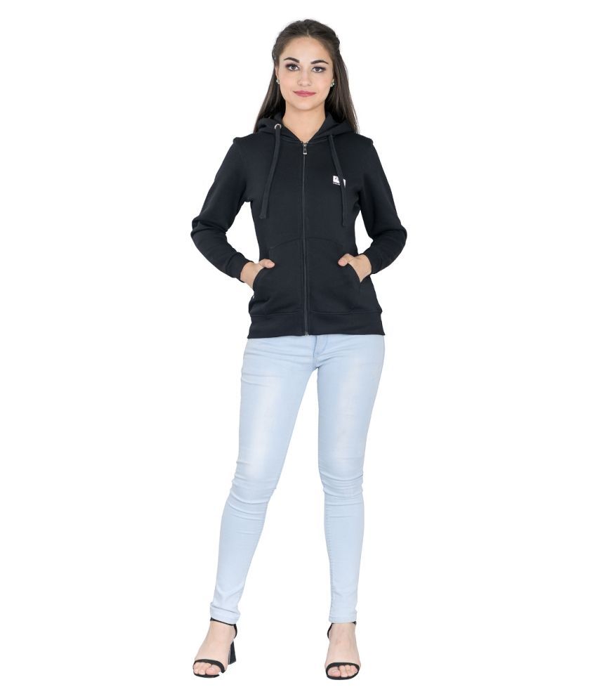     			Kaily Cotton - Fleece Black Hooded Sweatshirt