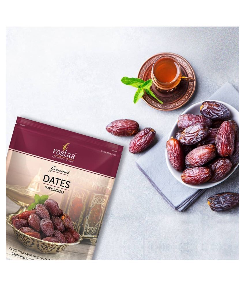 Rostaa Medjool Jumbo Dates Dry Fruit (Gluten Free, Non-GMO & Vegan ...