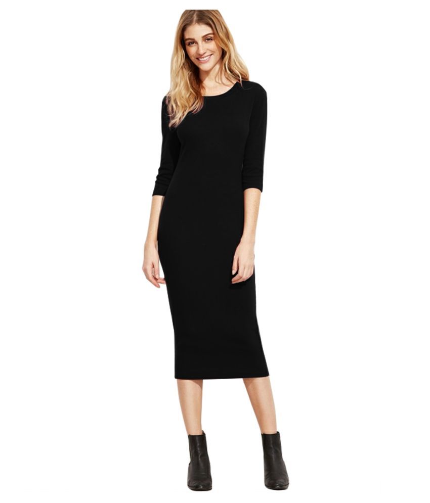     			ALEKYA Polyester Black Bodycon Dress - Single