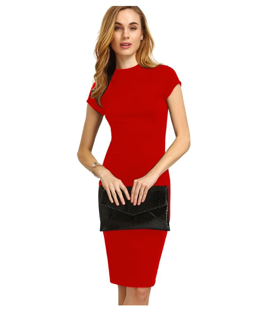     			ALEKYA Polyester Red Bodycon Dress - Single