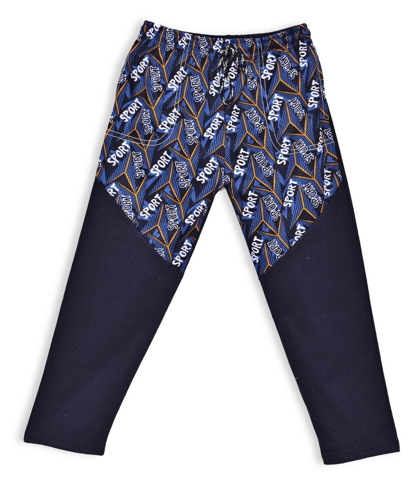     			Fashionable navy blue color track pant in 100% cotton for kids