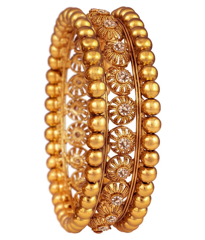     			Ethnic One Gram Gold Plated Cz LCD Diamond Designer Kada for Women and Girls