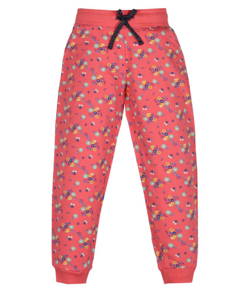     			Plum Tree Girls Floral Print Jogger Track Pant - Coral
