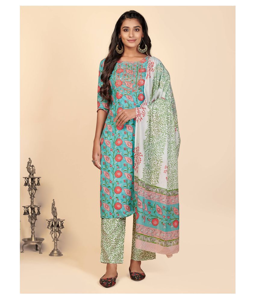     			Vbuyz Cotton Kurti With Pants - Stitched Suit