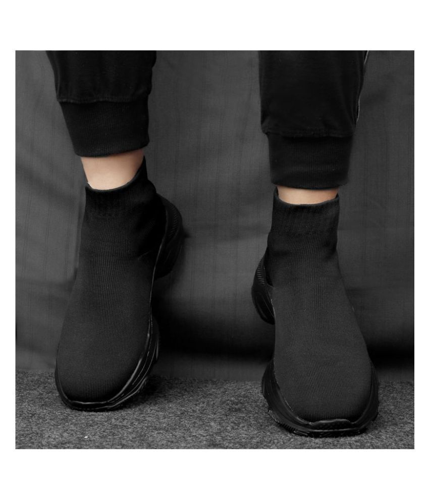     			BXXY Long Socks Shoes Black Running Shoes