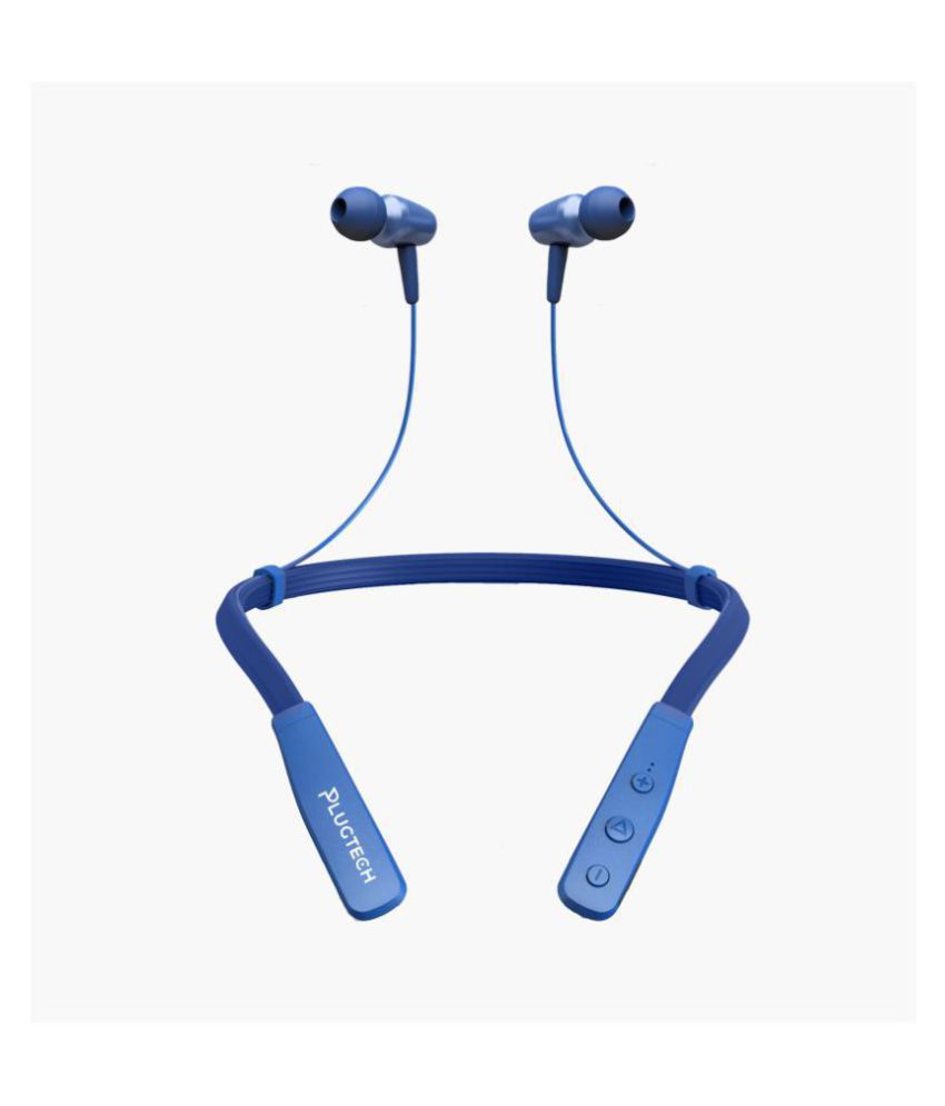 Plugtech Go Neck Pro In Ear Bluetooth Neckband 15 Hours Playback IPX4(Splash & Sweat Proof) Magnetic earpeice -Bluetooth Blue