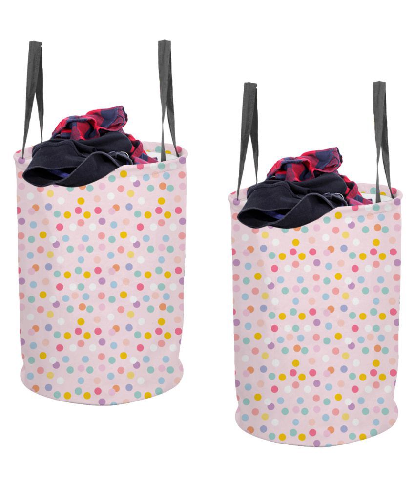     			PrettyKrafts Laundry Basket for Clothes with Handles Round shape without lid (45 LTR) Pack of 2