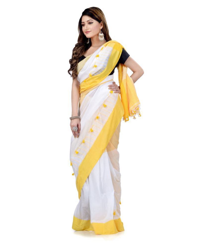     			Desh Bidesh Yellow Bengal Handloom Saree - Single