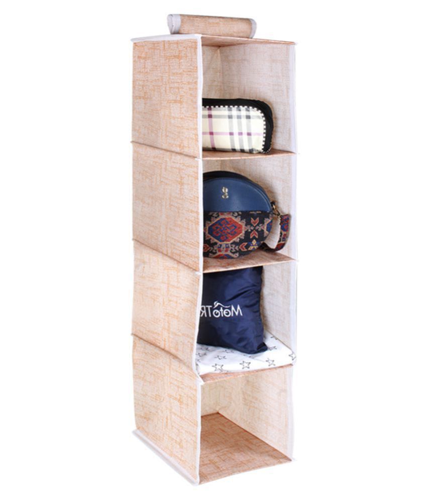     			4 Tiers with Transparent Front Clothes Hanging Organizer, Wardrobe for Regular Garments, Shoes Storage Cupboard, Hanger Bag