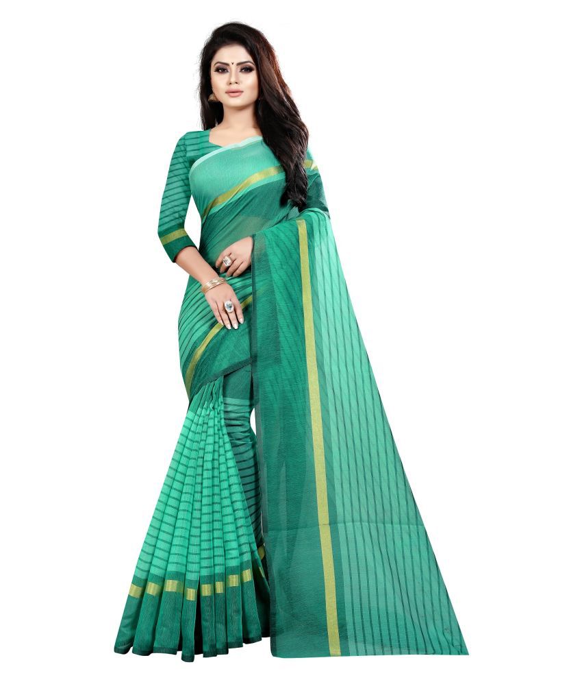     			Apnisha Green Cotton Silk Saree - Single