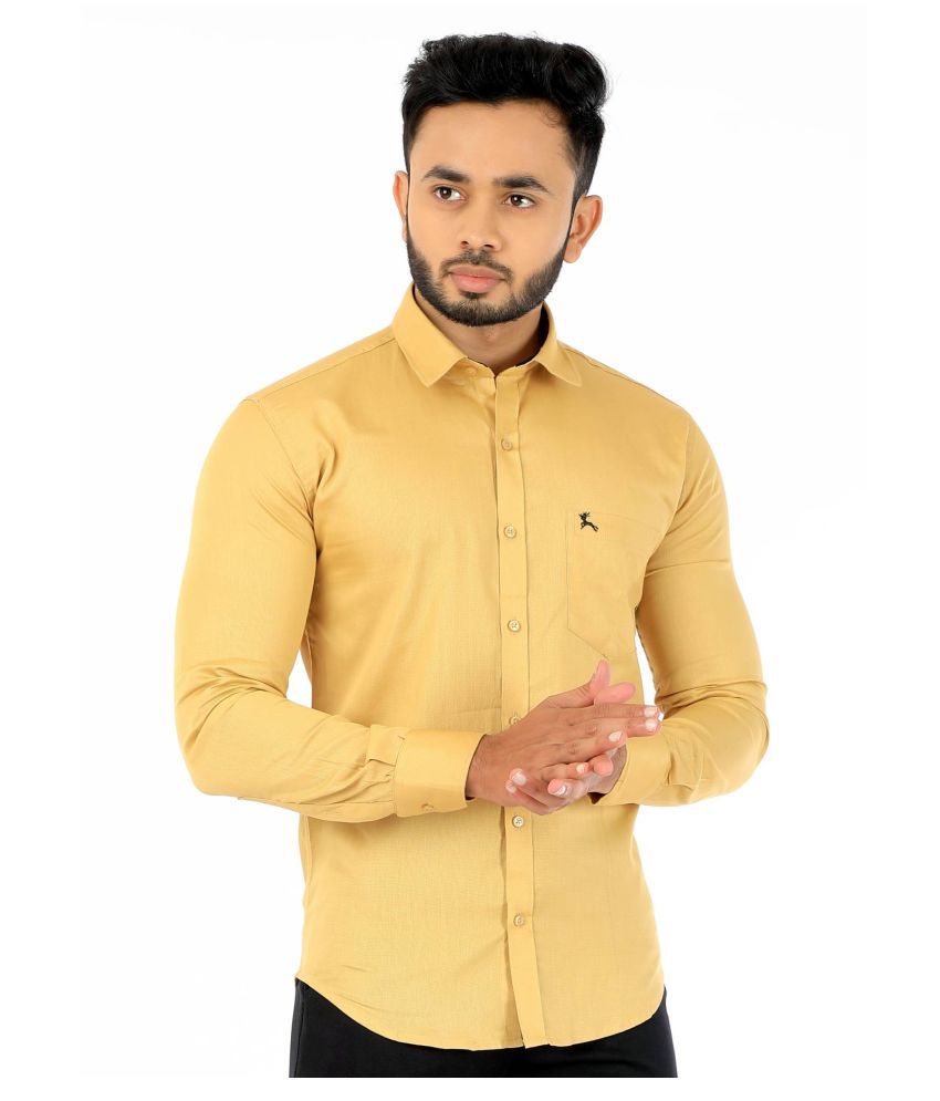     			READY CLUB Cotton Blend Yellow Shirt Single