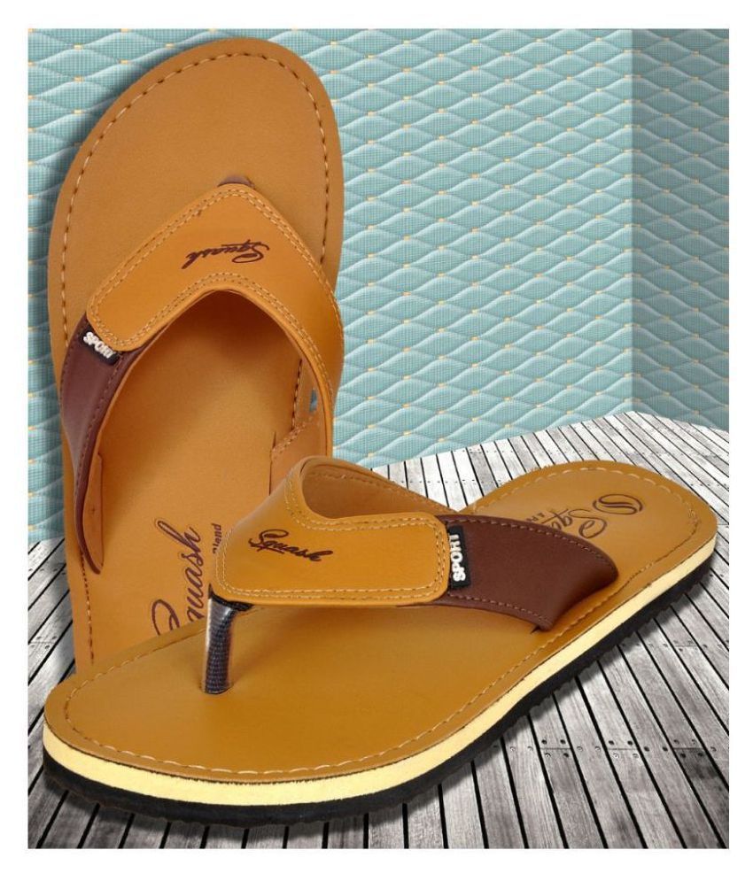 Squash - Tan Synthetic Thong Flip Flop 