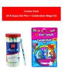 Combo of Cello Aqua Gel pens (Pack of 25) and Cello ColourUp Celebration Mega Kit | Colouring kit | Gel pens for students | Kids gifting kit