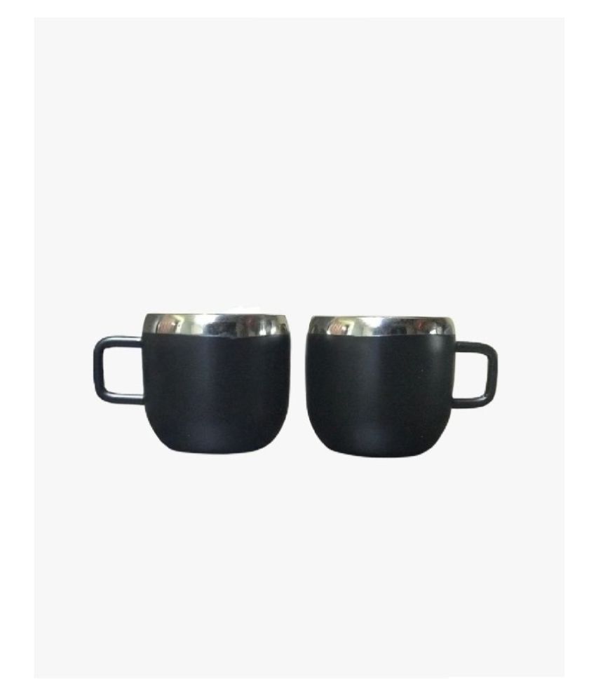     			Dynore Steel Black Tea Cups Double Walled Tea Cup 2 Pcs 90 ml